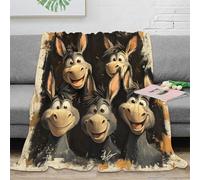 VWSXDCFVR 3D Printed Cartoon donkey faces Bed Blanket Microfiber Soft Cosy Bedding Warm Whimsical animal art Soft Throw for Colleagues Mentors Office Workers 80×90inch(200x230cm)