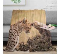 VWSXDCFVR 3D Printed Cheetah mother Bed Throw Microfiber Ultra Soft Warm Bedding Wildlife tender moment Fluffy Blanket Breathable All Season for Couples Families Guests 70×80inch(180x200cm)