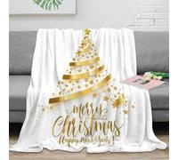 VWSXDCFVR 3D Printed Christmas tree Nap Blanket Microfiber Soft Warm Bedding Lightweight Gold festive design Travel Blanket for Travellers Campers Adventure Lovers 80×90inch(200x230cm)