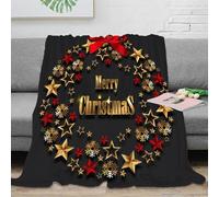VWSXDCFVR 3D Printed ChristmasWreath Lounge Throw Microfiber Soft Warm Bedding Breathable FestiveDecorStyle Living Room Throw Premium Gift for Christmas Thanksgiving 70×80inch(180x200cm)