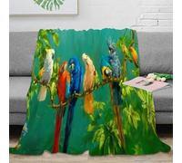 VWSXDCFVR 3D Printed Colorful birds Bed Blanket Microfiber Warm Soft Bedding All Season Tropical wildlife art Sofa Throw Anti Static No Shedding for Men Women Households 80×90inch(200x230cm)
