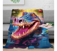 VWSXDCFVR 3D Printed Colorful crocodile Blanket Ultra Soft Microfiber Bedding Warm Breathable Fantasy art Throw Blanket Lightweight Machine Washable for Adults Kids Families 60x80inch(150x200cm)