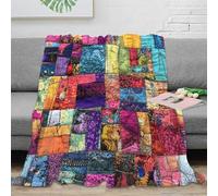 VWSXDCFVR 3D Printed Colorful quilt blocks Sofa Throw Microfiber Warm Soft Bedding Lightweight Handmade patchwork Warm Blanket Breathable All Season for Homeowners Renters Adults 60x80inch(150x200cm)
