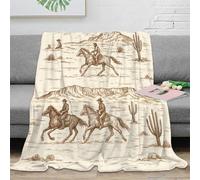 VWSXDCFVR 3D Printed cowboy riding Warm Blanket Microfiber Ultra Soft Thermal Bedding western illustration Cosy Throw Lightweight All Season for Homeowners Renters Adults Kids 40x50inch(100x130cm)