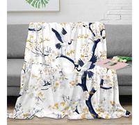 VWSXDCFVR 3D Printed crane birds Thermal Blanket Microfiber Warm Insulating Bedding Soft oriental floral art Fluffy Blanket Breathable All Season for Men Women Kids Families 50x60inch(127x152cm)