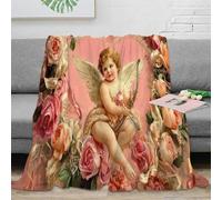 VWSXDCFVR 3D Printed Cupid holding bow Cosy Throw Microfiber Soft Warm Bedding Breathable Victorian romantic Nap Blanket Lightweight All Season for Office Workers Teens Adults 40x50inch(100x130cm)