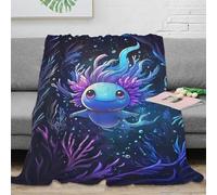 VWSXDCFVR 3D Printed Cute axolotl Cozy Throw Blanket Microfiber Warm Soft Bedding Cosy Fantasy underwater art Bed Blanket Luxurious Gift for Wedding Anniversary Newlyweds Couples 80×90inch(200x230cm)