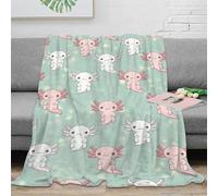 VWSXDCFVR 3D Printed cute axolotl pattern Bed Blanket Microfiber Soft Cosy Bedding Warm kawaii cartoon Soft Throw Machine Washable No Shedding for Men Women Couples 80×90inch(200x230cm)