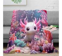 VWSXDCFVR 3D Printed cute axolotl Sofa Throw Microfiber Ultra Soft Warm Bedding fantasy underwater scene Bed Throw Breathable All Season for Homeowners Renters Adults 70×80inch(180x200cm)