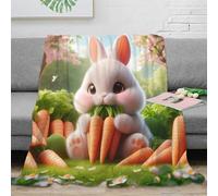 VWSXDCFVR 3D Printed Cute bunny Bedding Throw Microfiber Warm Cosy Bedding Soft Cartoon spring scene All Season Blanket No Shedding for Students Teens Office Workers Gamers 50x60inch(127x152cm)