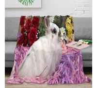 VWSXDCFVR 3D Printed cute bunny Throw Blanket Microfiber Soft Warm Bedding Breathable floral garden Warm Blanket Thoughtful Gift for Christmas Thanksgiving 40x50inch(100x130cm)