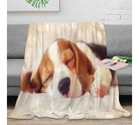 VWSXDCFVR 3D Printed cute puppy sleeping Bedding Blanket Microfiber Warm Soft Bedding Cosy adorable beagle Couch Blanket Anti Static Fade Resistant for Adults Kids Families 40x50inch(100x130cm)