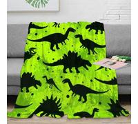 VWSXDCFVR 3D Printed dinosaur silhouette Blanket Microfiber Soft Warm Bedding Durable vintage green pattern Cosy Throw Premium Gift for Parents Grandparents Family Members 40x50inch(100x130cm)