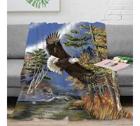 VWSXDCFVR 3D Printed Eagle in flight Travel Blanket Microfiber Warm Soft Bedding Breathable Nature landscape painting Home Blanket for Holiday Celebrations Birthday Anniversary 80×90inch(200x230cm)