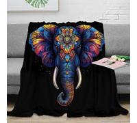 VWSXDCFVR 3D Printed Elephant art Cozy Throw Blanket Microfiber Warm Soft Bedding Cosy Colorful mandala Bed Blanket Anti Static No Shedding for Men Women Couples 80×90inch(200x230cm)