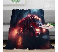 VWSXDCFVR 3D Printed firetruck-night-action Bedding Blanket Microfiber Warm Soft Bedding Cosy emergency-response Couch Blanket for New Homeowners Housewarming Guests 70×80inch(180x200cm)