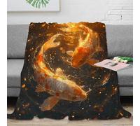 VWSXDCFVR 3D Printed fish swimming Thermal Blanket Microfiber Soft Cosy Bedding Warm Artistic digital Blanket Compact Portable Non Pilling for Office Workers Teens Adults 40x50inch(100x130cm)