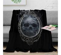VWSXDCFVR 3D Printed Ghostly Skull Thermal Blanket Microfiber Soft Cosy Bedding Warm Vintage Gothic Home Blanket Compact Portable for Students Campers Travellers Young Adults 70×80inch(180x200cm)