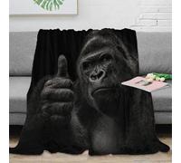 VWSXDCFVR 3D Printed Gorilla thumbs up Bedding Throw Microfiber Warm Soft Cosy Bedding Wild animal portrait Home Blanket Durable Fade Resistant No Shedding for Homeowners Renters 50x60inch(127x152cm)