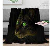 VWSXDCFVR 3D Printed green-eyed-cat Throw Blanket Microfiber Soft Cosy Warm Bedding dark-mood Sofa Throw Lightweight Anti Static for Men Women Couples Households 80×90inch(200x230cm)