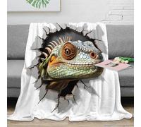 VWSXDCFVR 3D Printed Lizard head Blanket Microfiber Warm Soft Bedding Cosy 3D wall breaking Lounge Throw Compact Portable for Students Gamers Travellers Young Adults 50x60inch(127x152cm)