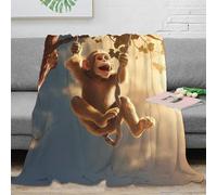 VWSXDCFVR 3D Printed monkey swinging All Season Blanket Microfiber Warm Soft Bedding Cosy Cartoon animal Cozy Throw Blanket Machine Washable No Shedding for Men Women Couples 80×90inch(200x230cm)
