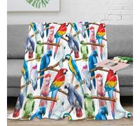 VWSXDCFVR 3D Printed Parrot birds Bed Blanket Microfiber Soft Warm Bedding All Season Watercolor tropical Sofa Throw Premium Gift for Housewarming New Homeowners Couples 80×90inch(200x230cm)