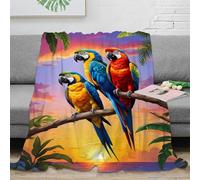 VWSXDCFVR 3D Printed Parrot birds Fluffy Blanket Microfiber Ultra Soft Warm Bedding Tropical wildlife art Blanket Machine Washable No Shedding for Office Workers Students Teens 40x50inch(100x130cm)