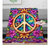VWSXDCFVR 3D Printed peace symbol Travel Blanket Warm Soft Bedding Lightweight vibrant floral design Bedding Throw Non Pilling Fade Resistant for Renters Apartment Dwellers Teens 80×90inch(200x230cm)