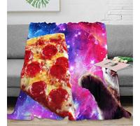 VWSXDCFVR 3D Printed Pepperoni pizza Travel Blanket Microfiber Warm Soft Bedding Breathable Cosmic food art Home Blanket for Holiday Celebrations Birthday Anniversary 80×90inch(200x230cm)