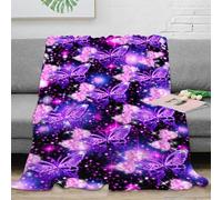 VWSXDCFVR 3D Printed Purple butterflies Throw Blanket Microfiber Warm Thermal Bedding Soft Fantasy glitter design Warm Blanket for Holiday Celebrations Birthday Anniversary 60x80inch(150x200cm)