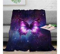 VWSXDCFVR 3D Printed Purple butterfly Nap Blanket Microfiber Warm Soft Bedding Lightweight Fantasy space art Thermal Blanket Breathable Thermal Insulating for Adults Teens Kids 40x50inch(100x130cm)