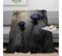VWSXDCFVR 3D Printed Purple thistle Bedding Throw Microfiber Ultra Soft Warm Bedding Dark moody art Bedding Blanket Compact Portable for Adults Teens Guests Families 40x50inch(100x130cm)