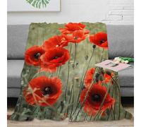 VWSXDCFVR 3D Printed Red poppies field Blanket Microfiber Soft Warm Bedding Cosy Nature photography Throw Blanket Lightweight Compact for University Students Dorm Dwellers 50x60inch(127x152cm)