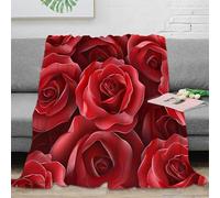VWSXDCFVR 3D Printed Red roses Couch Blanket Microfiber Warm Soft Bedding Cosy Botanical floral design Living Room Throw Thoughtful Gift for Parents Grandparents Family Members 60x80inch(150x200cm)
