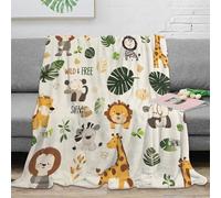 VWSXDCFVR 3D Printed Safari animals Home Blanket Microfiber Ultra Soft Warm Bedding Cartoon jungle design Lounge Throw Machine Washable No Shedding for Kids Adults Families 70×80inch(180x200cm)