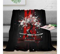 VWSXDCFVR 3D Printed samurai sword Lounge Throw Microfiber Warm Cosy Bedding Soft artistic japanese design Living Room Throw Anti Static Fade Resistant for Kids Adults Families 50x60inch(127x152cm)