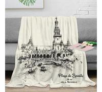 VWSXDCFVR 3D Printed Seville landmark Cozy Throw Blanket Microfiber Warm Soft Bedding Cosy architectural sketch Bed Blanket Anti Static No Shedding for Men Women Couples 80×90inch(200x230cm)