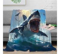 VWSXDCFVR 3D Printed shark attack Cosy Throw Microfiber Soft Warm Bedding Breathable Digital fantasy Warm Blanket Lightweight All Season for Adults Teens Homeowners 40x50inch(100x130cm)