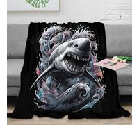 VWSXDCFVR 3D Printed Shark attack Cosy Throw Microfiber Ultra Soft Warm Bedding marine art Living Room Throw Heartfelt Gift for New Homeowners Housewarming Guests 80×90inch(200x230cm)