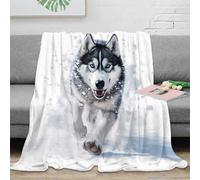 VWSXDCFVR 3D Printed Siberian Husky Sofa Throw Microfiber Warm Soft Bedding Lightweight Wild Animal Art Soft Throw Compact Portable for Travellers Campers Families 40x50inch(100x130cm)