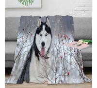 VWSXDCFVR 3D Printed Siberian Husky Warm Blanket Microfiber Warm Thermal Bedding Soft Winter outdoor scene Nap Blanket for Office Workers Colleagues Mentors 50x60inch(127x152cm)