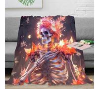 VWSXDCFVR 3D Printed skeleton flower crown Cozy Throw Blanket Microfiber Warm Soft Bedding Cosy fantasy art Bed Blanket Anti Static No Shedding for Men Women Couples 80×90inch(200x230cm)