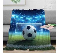 VWSXDCFVR 3D Printed Soccer ball glowing Warm Blanket Microfiber Soft Warm Bedding Breathable Stadium night scene Warm Throw for Christmas Thanksgiving Easter 60x80inch(150x200cm)
