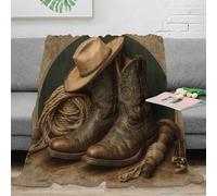 VWSXDCFVR 3D Printed Western boots Nap Blanket Microfiber Warm Soft Bedding Lightweight Rustic cowboy Thermal Blanket Breathable Thermal Insulating for Adults Teens Kids 60x80inch(150x200cm)