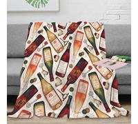 VWSXDCFVR 3D Printed Wine bottles Nap Blanket Microfiber Soft Warm Bedding Lightweight Vintage design Travel Blanket for Travellers Campers Adventure Lovers 60x80inch(150x200cm)