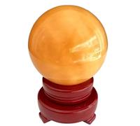 VWWJCCRO Beige Jade Polished Crystal Ball,Feng Shui Stone for Home Office Desk Decor, Wealth & Grounding, Chinese Style Living Room Ornament,10cm