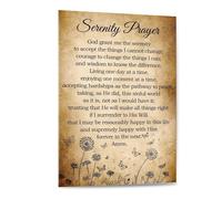 VWWJCCRO Bohemian Serenity Prayer Art - Grant Me Serenity Calligraphy on Textured Canvas, Earthy Spiritual Decor for Yoga Studio, Bedroom, Prayer Corner, Gift for Healers(Framed,12x18inch(30x45cm))