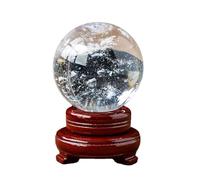 VWWJCCRO Clear Quartz Crystal Ball with Stand, Gemstone Fortune Teller, Stone Feng Shui Witch Wicca Decoration,30mm