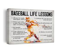 VWWJCCRO For the Baseball Lover: Vintage Style Motivational Poster, Teamwork & Hustle Wall-Art for Man Cave, Office or Bar(Framed,12x18inch(30x45cm))